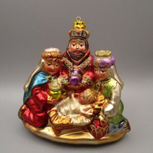 Three Wise Men Nativity Ornament Adoration of the Magi GUC Vintage Style Glass